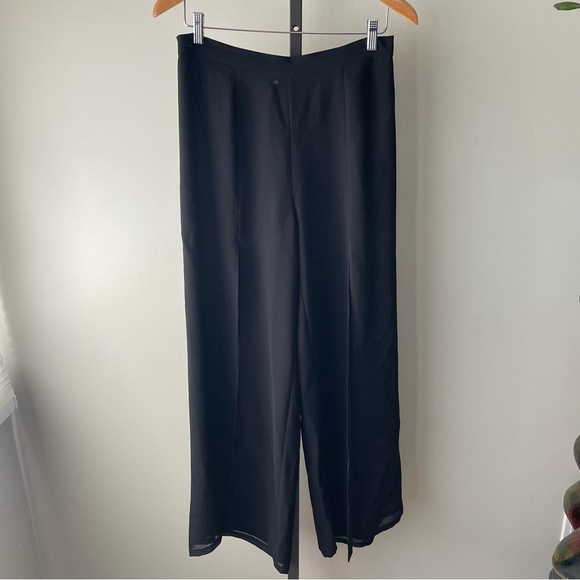 Tradition Front Slit Chiffon Palazzo Wide Leg Trouser Pants Flowy Whimsigoth - Picture 11 of 12